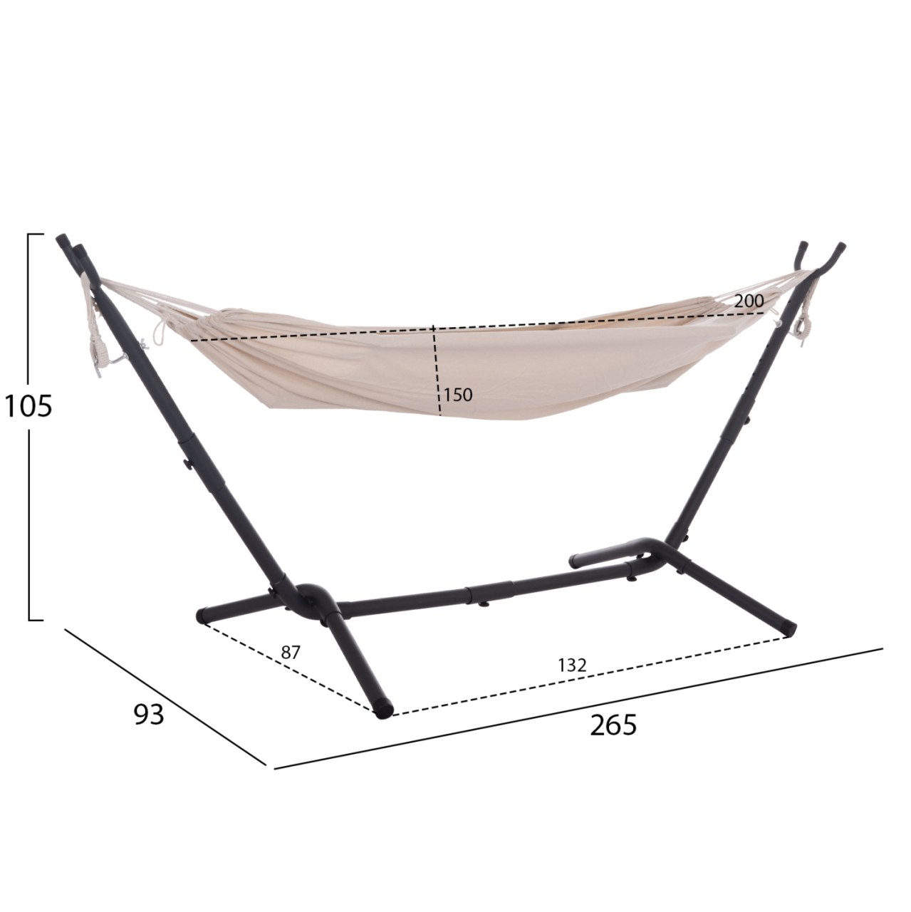 HAMMOCK CRAVE HM6304.02 ANTHRACITE METAL FRAME-BEIGE FABRIC 265x93x105Hcm. [2]
