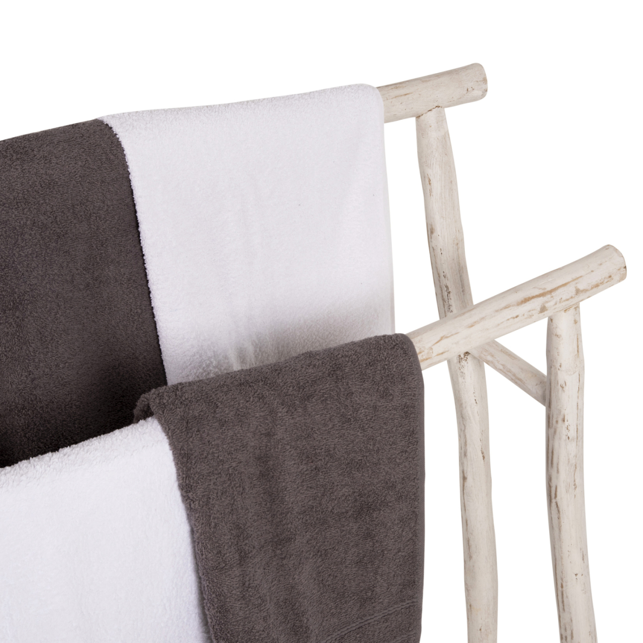 HANGER FOR TOWELS OREG HM7908 TEAK BRANCHES IN WHITE PATINA COLORING 90x28x77-91Hcm. [9]