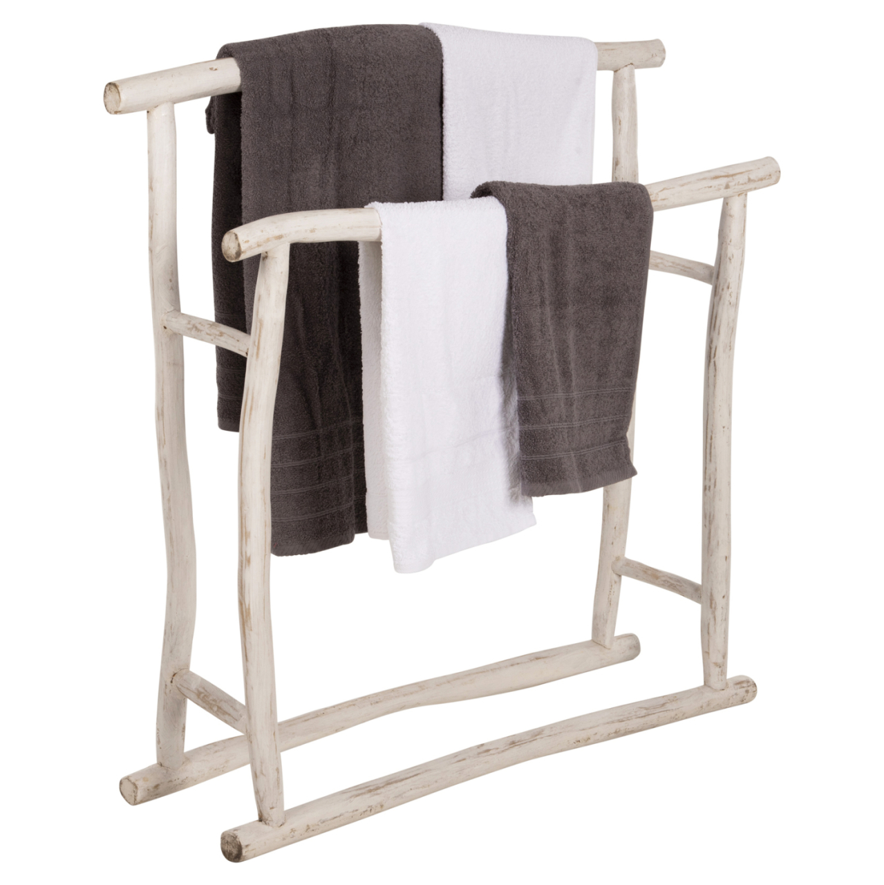 HANGER FOR TOWELS OREG HM7908 TEAK BRANCHES IN WHITE PATINA COLORING 90x28x77-91Hcm. [3]