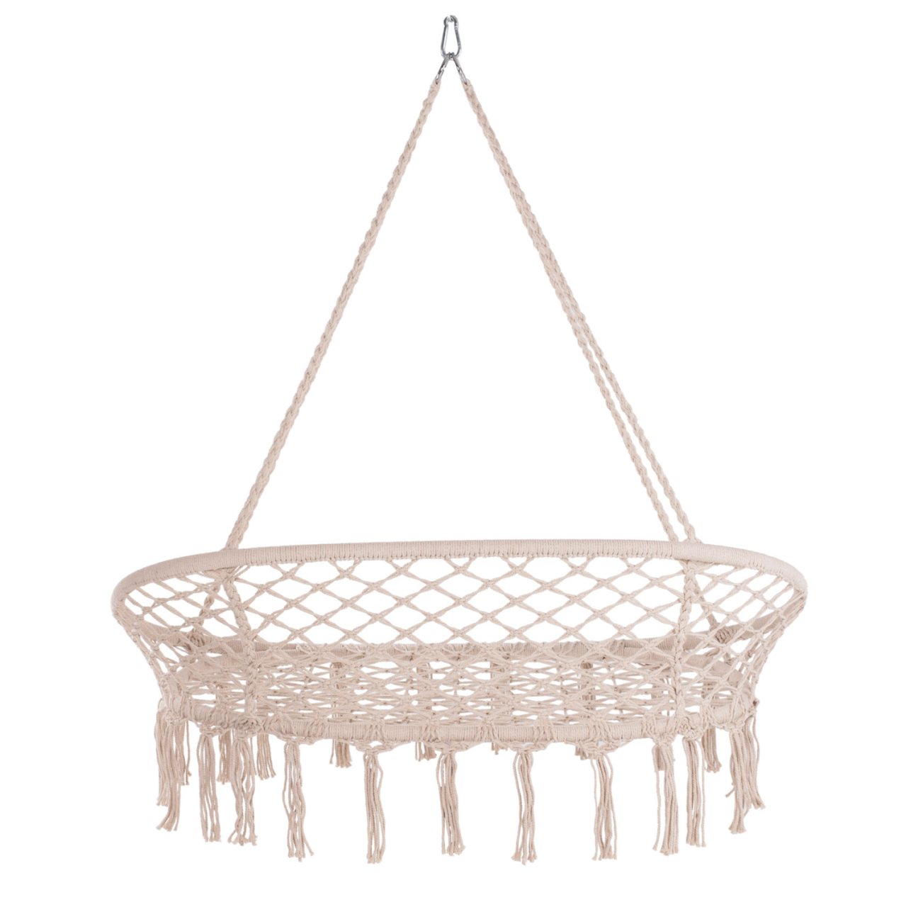 HANGING NEST HM5769 2-SEATER MACRAME ROPE IN BEIGE COLOR 130x67x120-140Hcm. [4]