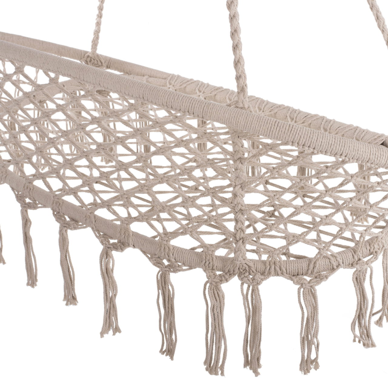 HANGING NEST HM5769 2-SEATER MACRAME ROPE IN BEIGE COLOR 130x67x120-140Hcm. [7]