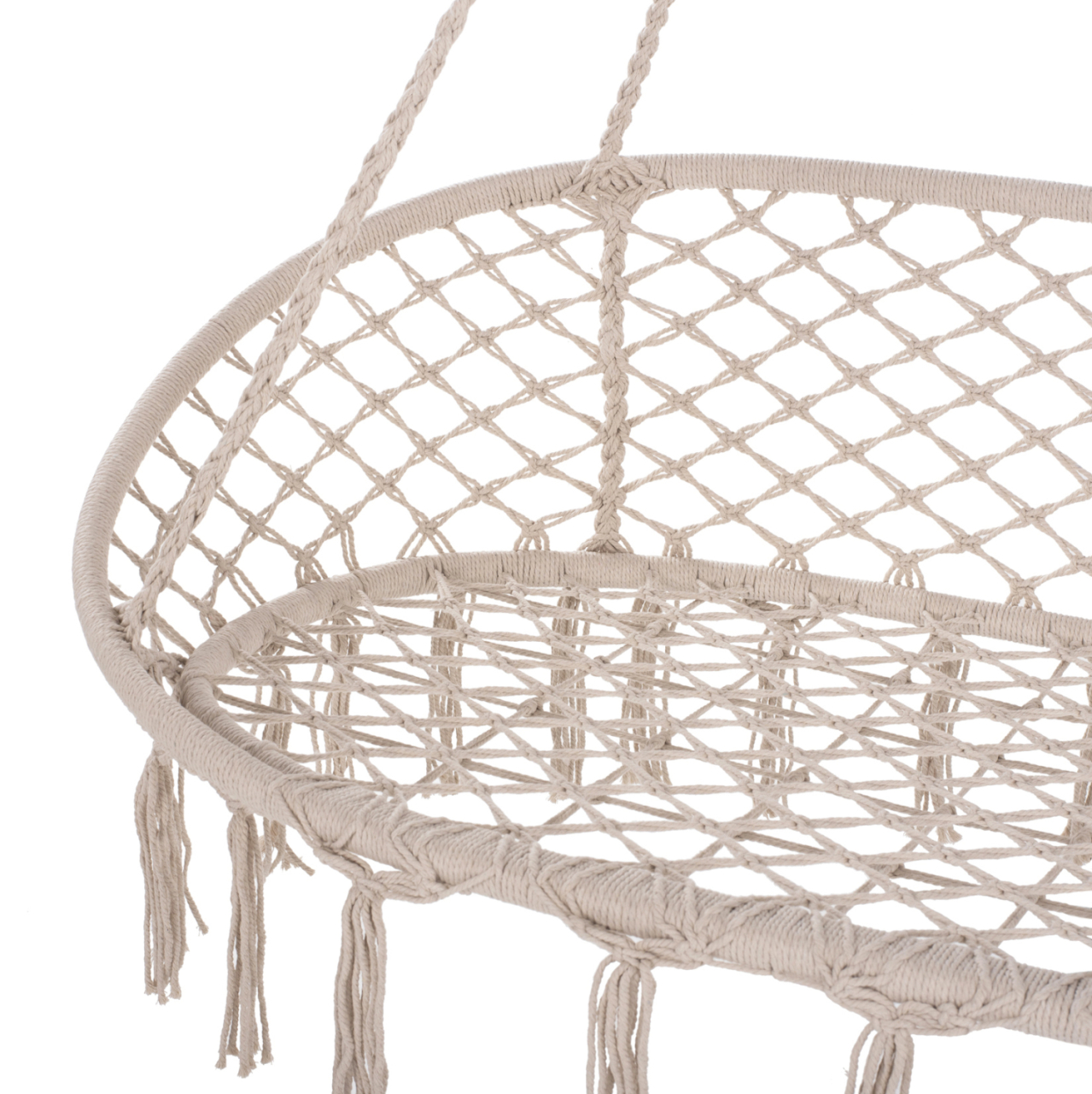 HANGING NEST HM5769 2-SEATER MACRAME ROPE IN BEIGE COLOR 130x67x120-140Hcm. [6]