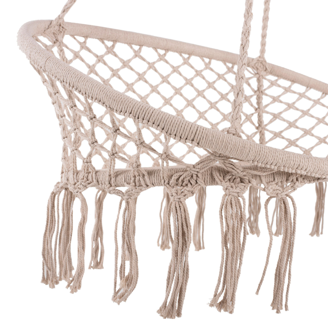 HANGING NEST HM5769 2-SEATER MACRAME ROPE IN BEIGE COLOR 130x67x120-140Hcm. [5]