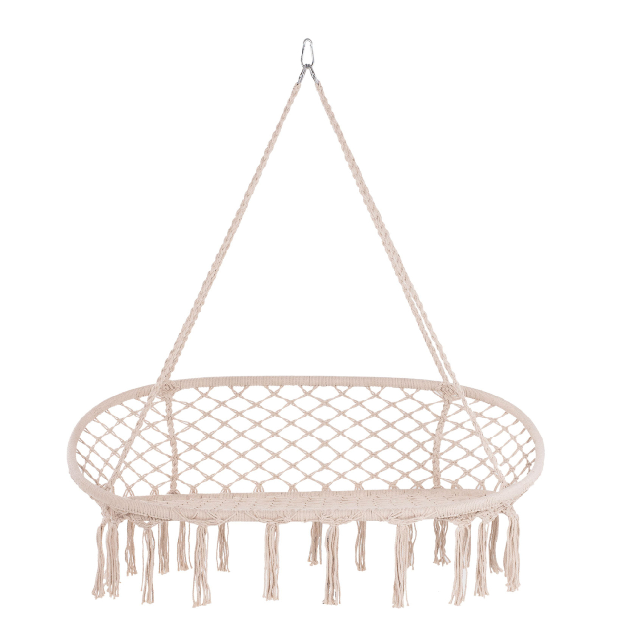 HANGING NEST HM5769 2-SEATER MACRAME ROPE IN BEIGE COLOR 130x67x120-140Hcm. [3]