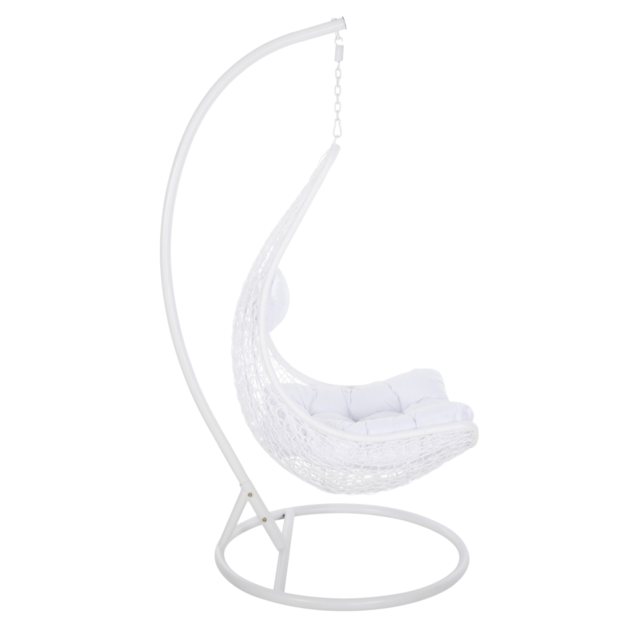 HANGING NEST MILLIE HM5996.03 METAL-SYNTHETIC RATTAN and CUSHIONS IN WHITE Φ95x195Hcm. [4]