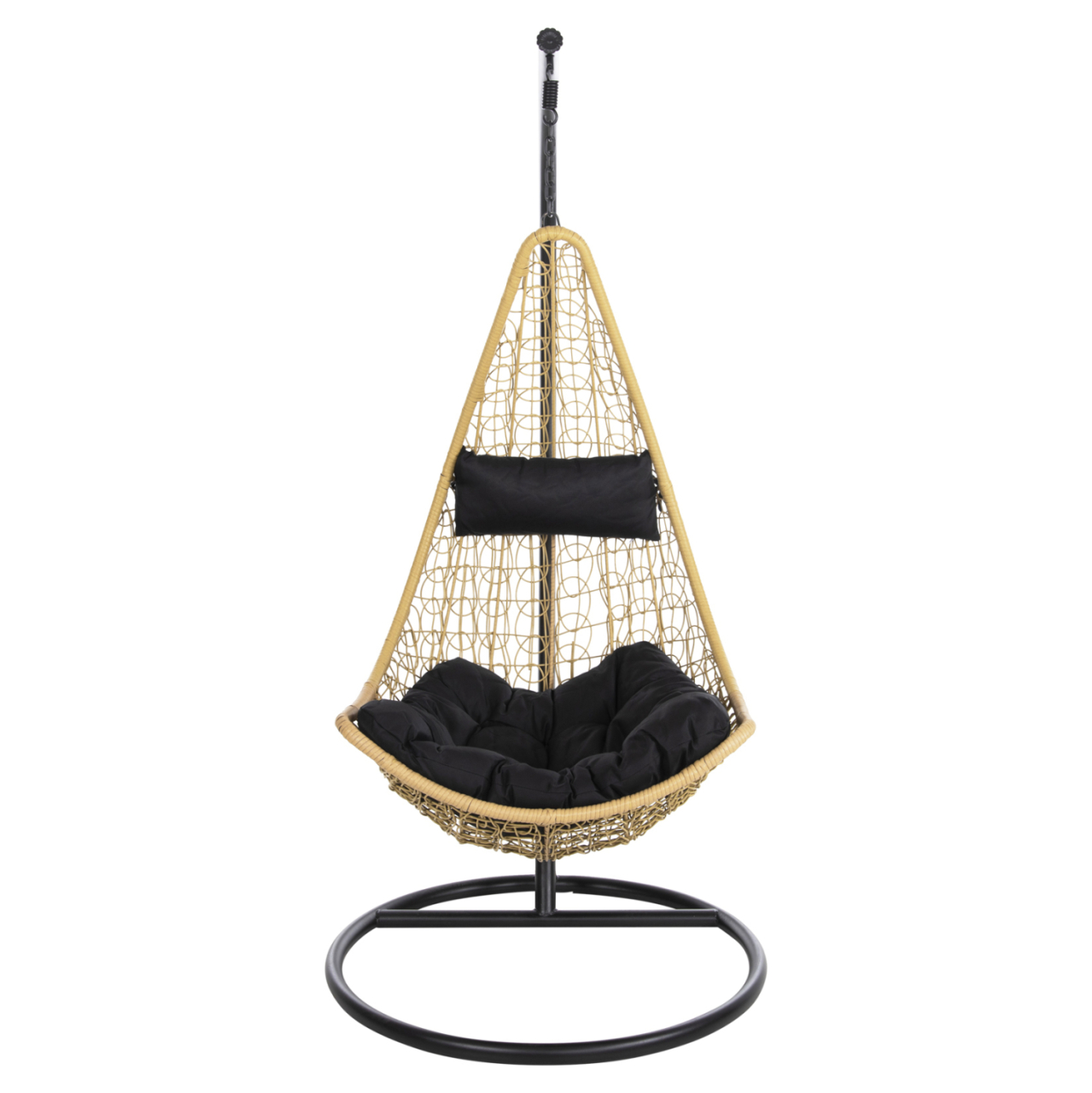 HANGING NEST MILLIE HM5996.04 METAL BLACK-SYNTHETIC RATTAN IN BEIGE Φ95x195Hcm. [3]