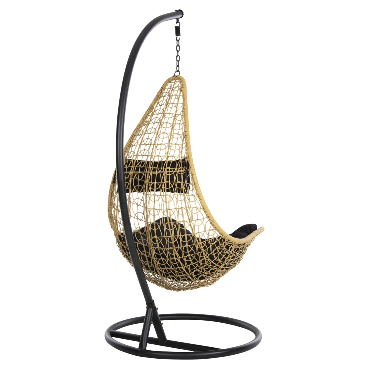 HANGING NEST MILLIE HM5996.04 METAL BLACK-SYNTHETIC RATTAN IN BEIGE Φ95x195Hcm. [5]