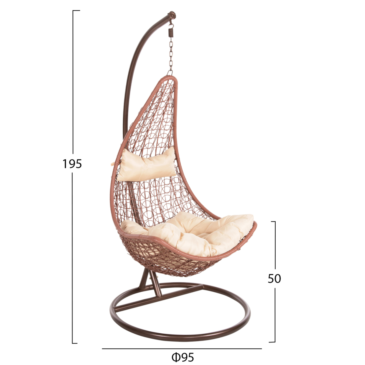 HANGING NEST MILLIE HM5996.05 METAL IN BROWN-SYNTHETIC RATTAN IN BROWN Φ95x195Hcm. [2]