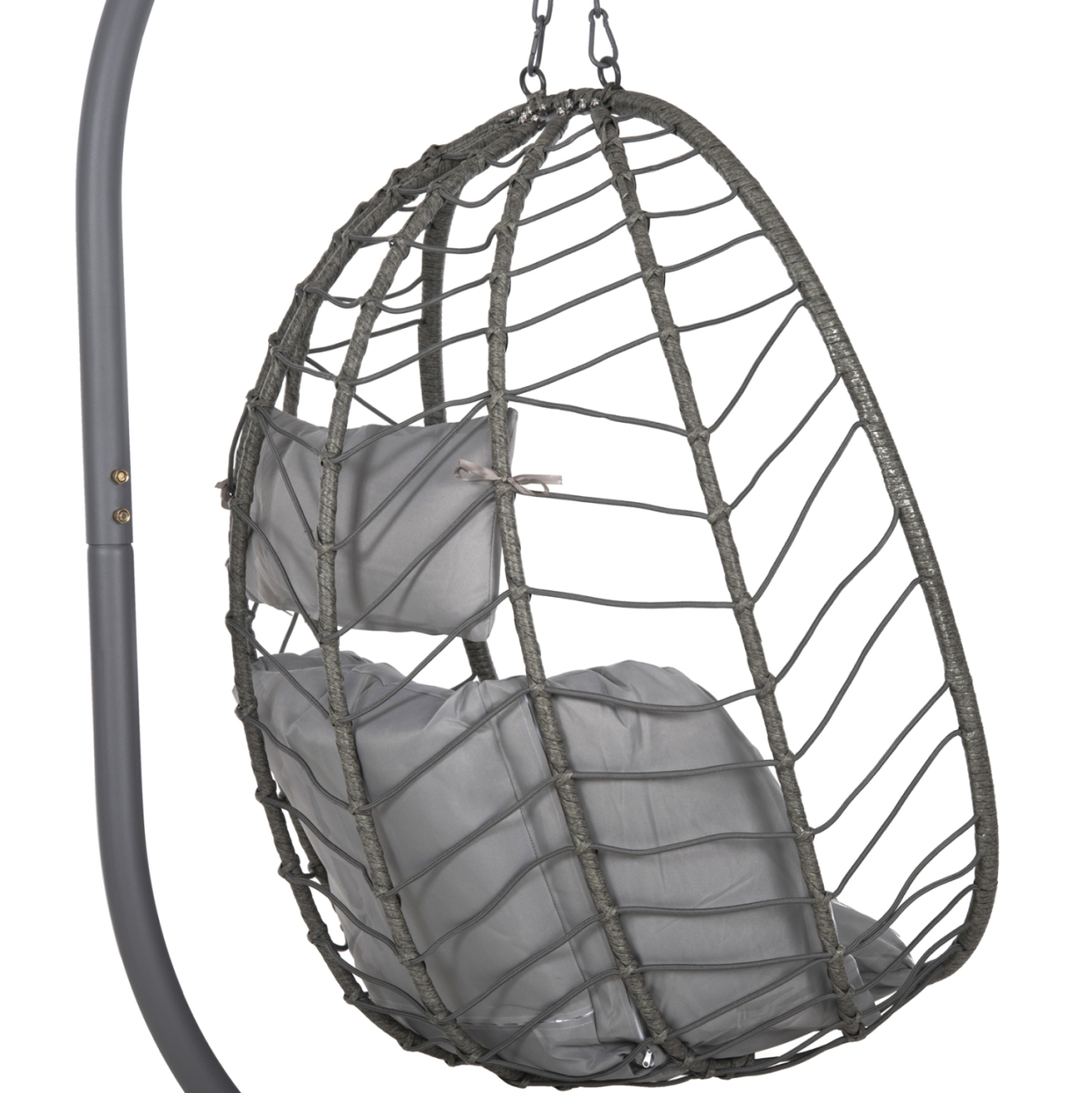 HANGING NEST MILLIE HM5997.10 METAL BASE-SYNTHETIC RATTAN AND CUSHIONS IN GREY 90x75x190Hcm. [9]