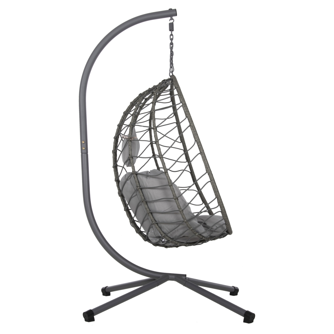 HANGING NEST MILLIE HM5997.10 METAL BASE-SYNTHETIC RATTAN AND CUSHIONS IN GREY 90x75x190Hcm. [4]