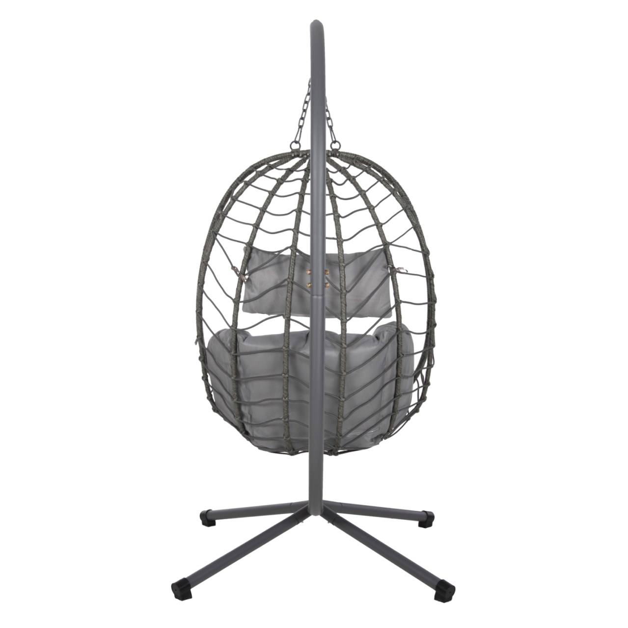 HANGING NEST MILLIE HM5997.10 METAL BASE-SYNTHETIC RATTAN AND CUSHIONS IN GREY 90x75x190Hcm. [6]