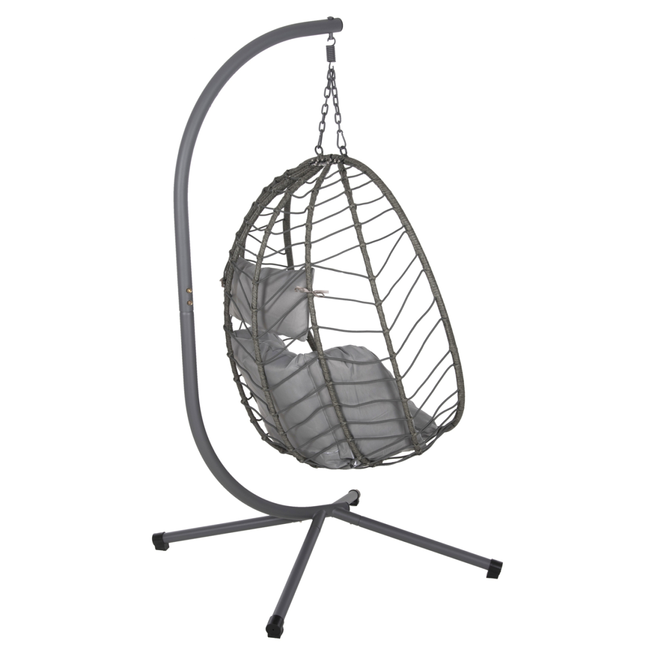 HANGING NEST MILLIE HM5997.10 METAL BASE-SYNTHETIC RATTAN AND CUSHIONS IN GREY 90x75x190Hcm. [5]