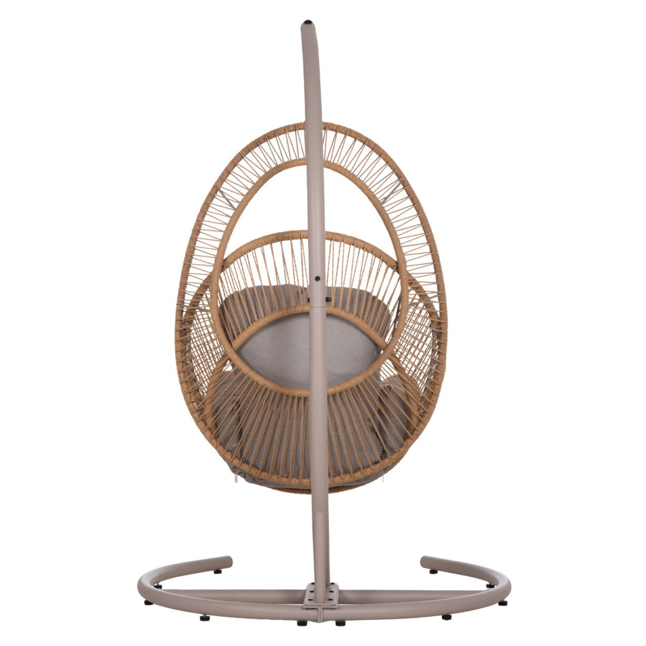 HANGING NEST RULER HM6083.02 METAL IN CAPPUCCINO-SYNTH.RATTAN IN NATURAL-GREY CUSHIONS 120x110x190Hcm. [6]