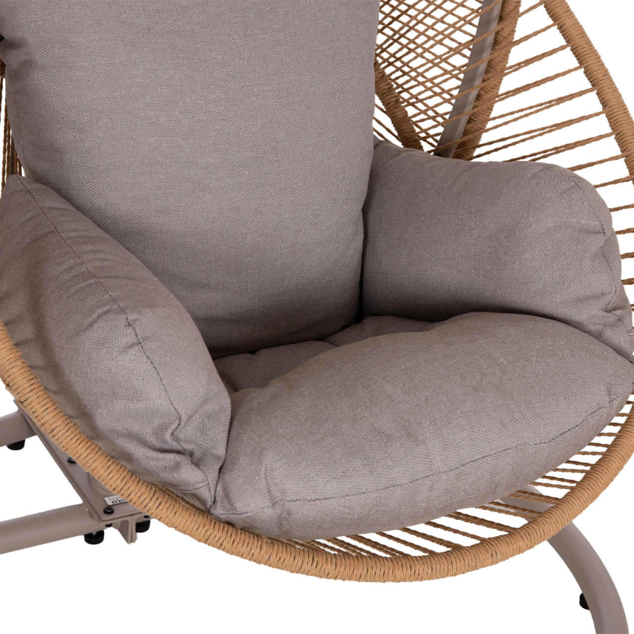 HANGING NEST RULER HM6083.02 METAL IN CAPPUCCINO-SYNTH.RATTAN IN NATURAL-GREY CUSHIONS 120x110x190Hcm. [8]