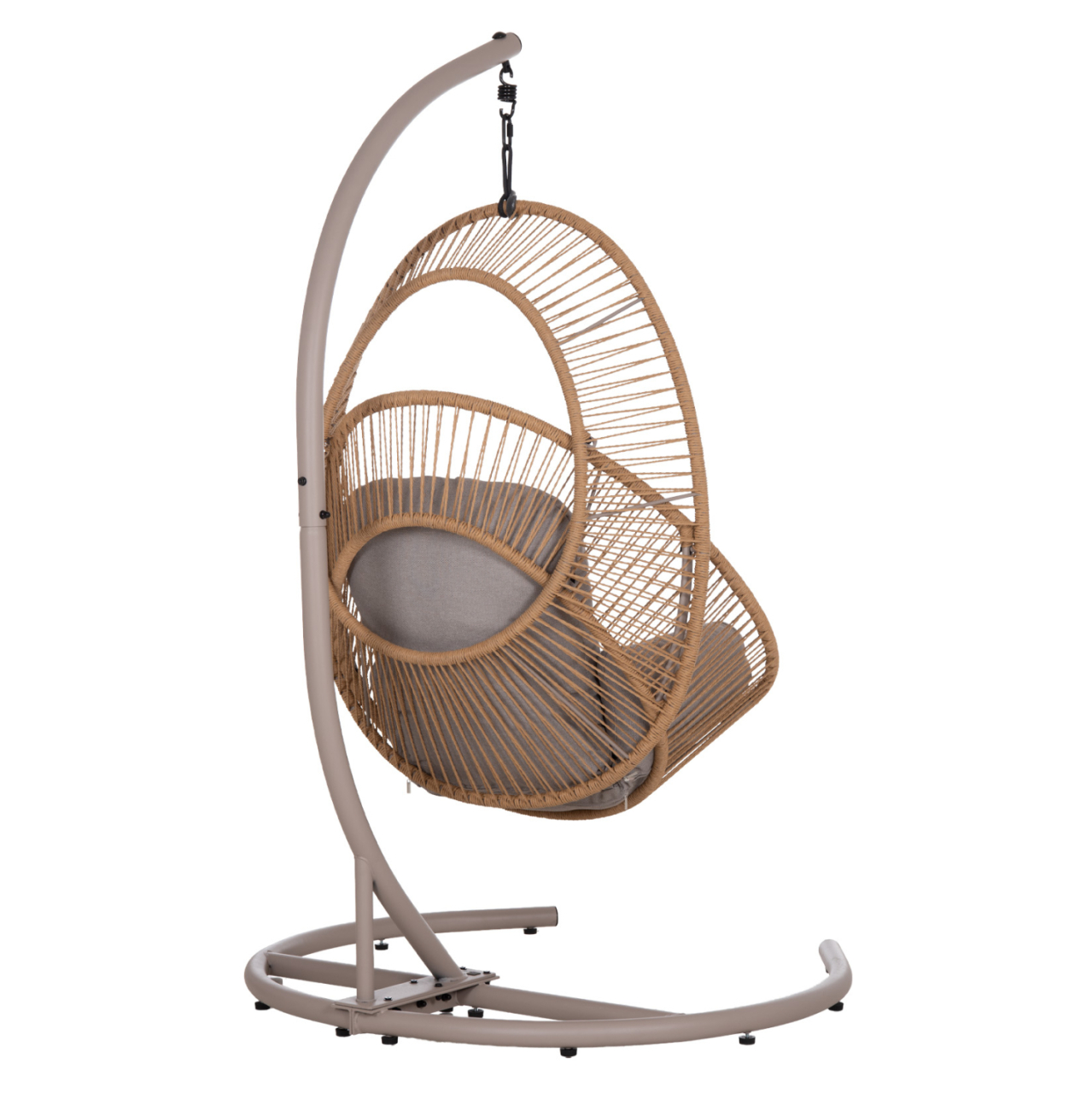 HANGING NEST RULER HM6083.02 METAL IN CAPPUCCINO-SYNTH.RATTAN IN NATURAL-GREY CUSHIONS 120x110x190Hcm. [5]