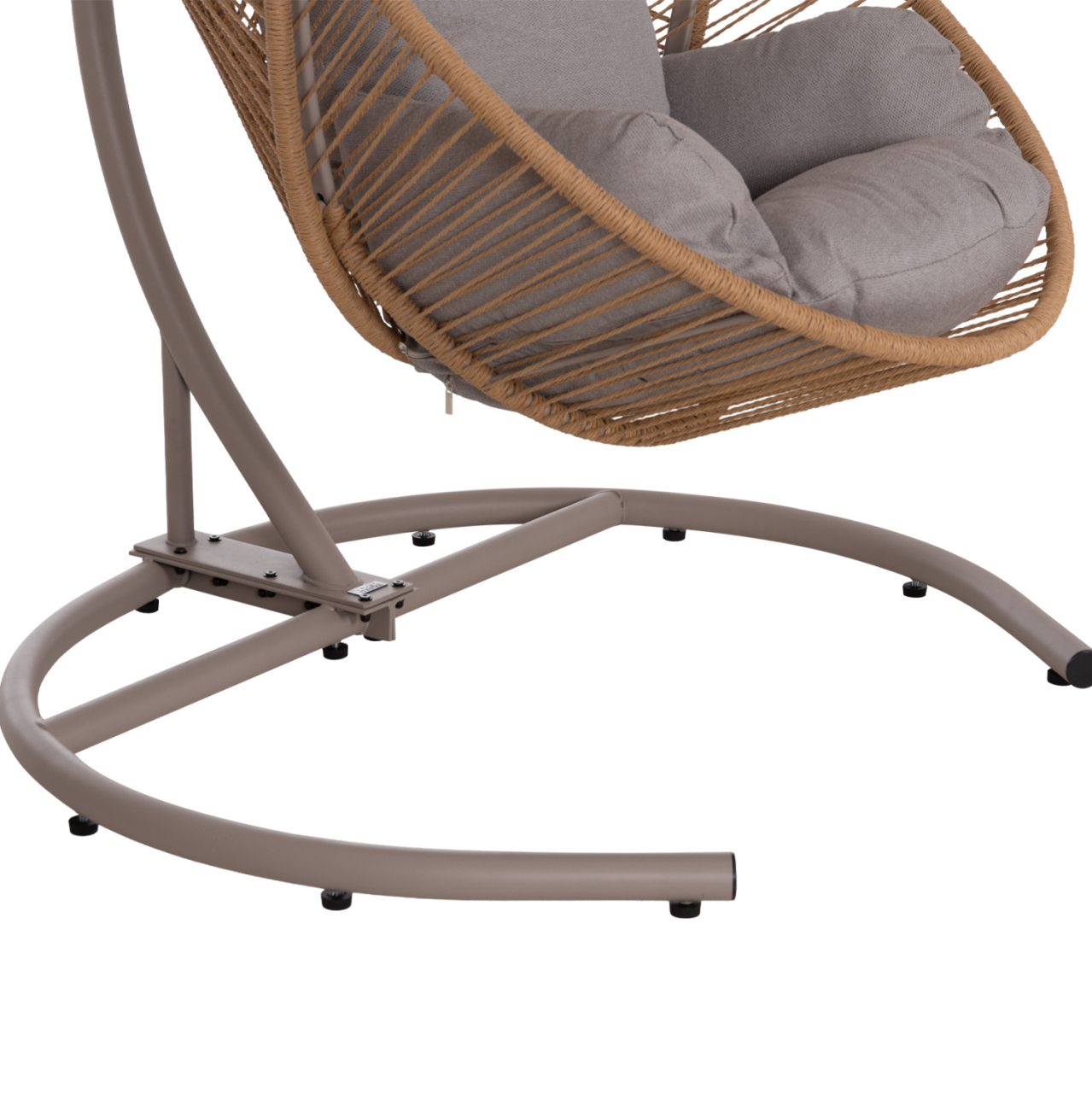 HANGING NEST RULER HM6083.02 METAL IN CAPPUCCINO-SYNTH.RATTAN IN NATURAL-GREY CUSHIONS 120x110x190Hcm. [9]