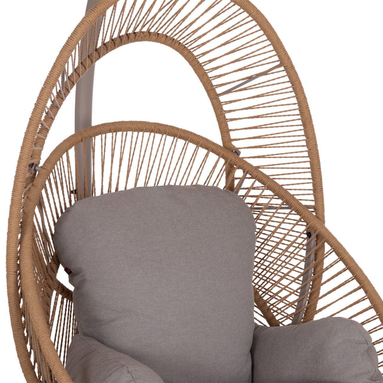HANGING NEST RULER HM6083.02 METAL IN CAPPUCCINO-SYNTH.RATTAN IN NATURAL-GREY CUSHIONS 120x110x190Hcm. [7]