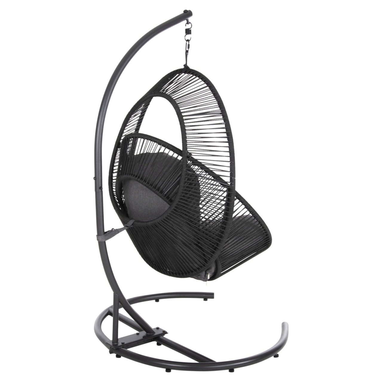 HANGING NEST RULER HM6083 BLACK METAL AND SYNTH.RATTAN-GREY CUSHIONS 120x110x190Hcm. [5]