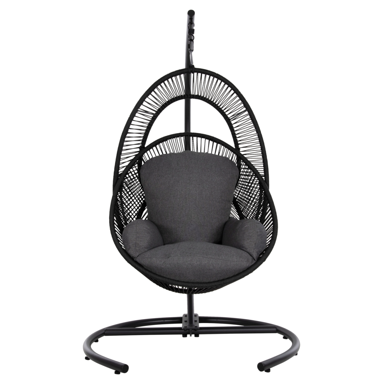 HANGING NEST RULER HM6083 BLACK METAL AND SYNTH.RATTAN-GREY CUSHIONS 120x110x190Hcm. [3]