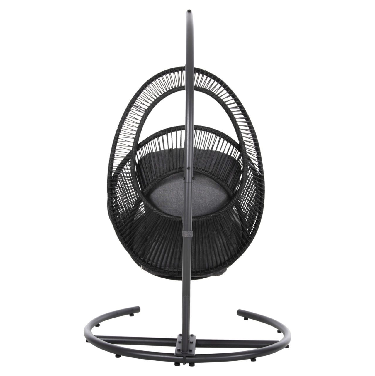 HANGING NEST RULER HM6083 BLACK METAL AND SYNTH.RATTAN-GREY CUSHIONS 120x110x190Hcm. [6]