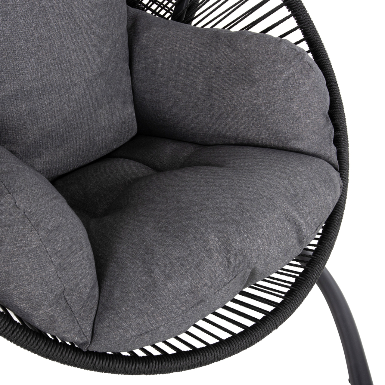 HANGING NEST RULER HM6083 BLACK METAL AND SYNTH.RATTAN-GREY CUSHIONS 120x110x190Hcm. [7]