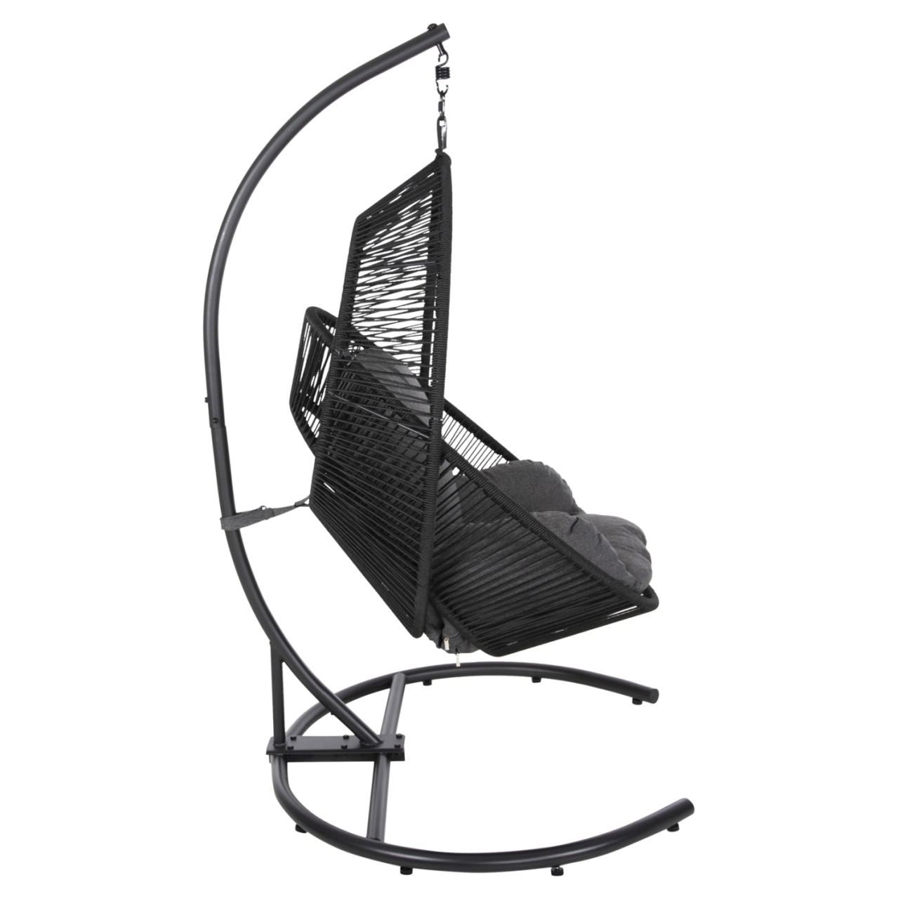 HANGING NEST RULER HM6083 BLACK METAL AND SYNTH.RATTAN-GREY CUSHIONS 120x110x190Hcm. [4]