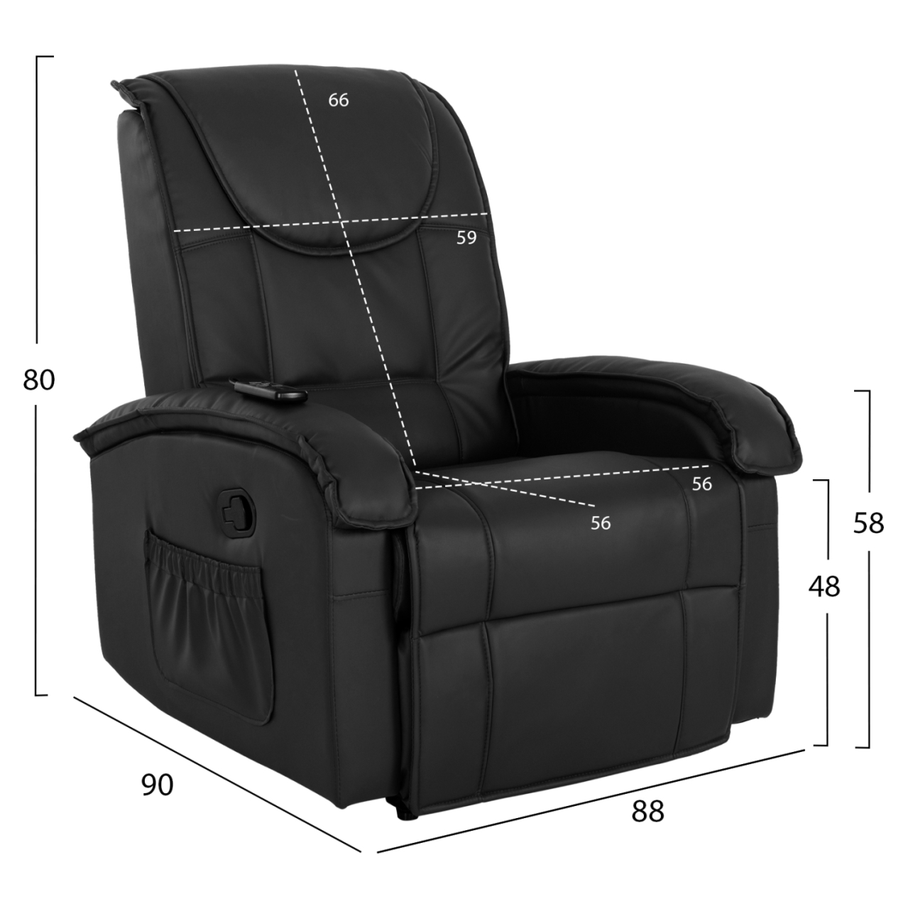 HM0026.01 Armchair Relax, massage mechanism, PU black 88x90x80 cm [2]