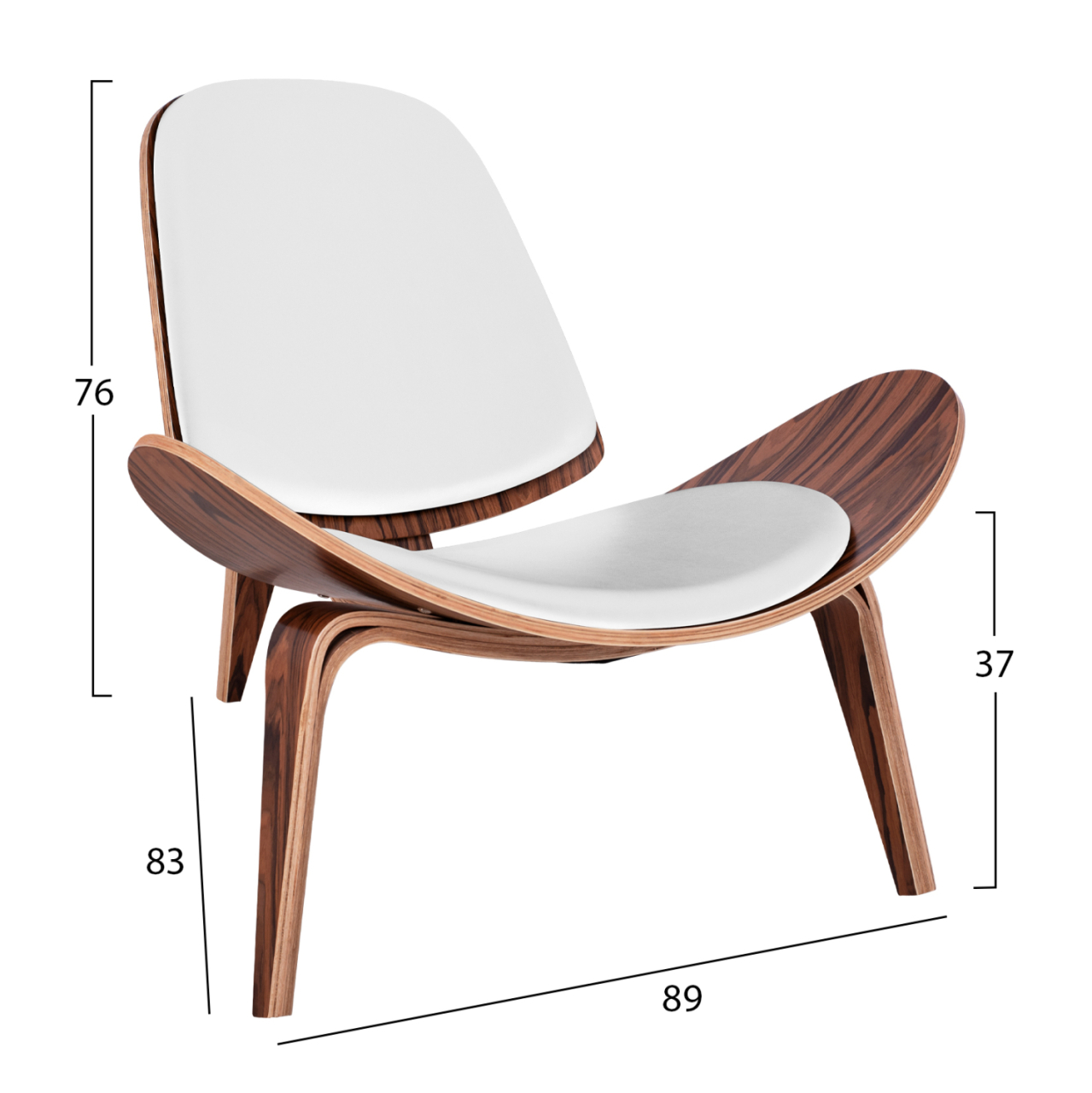 HM1128.13 armchair SUPERIOR PLUS., WALNUT COLORED frame, white cushions [2]