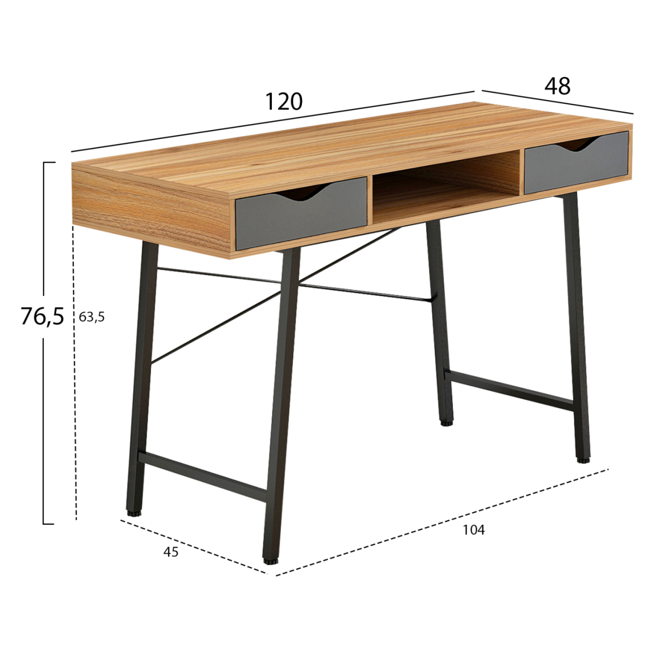 HM2128.03 desk, walnut-grey-black, 120x48x76,5 [2]
