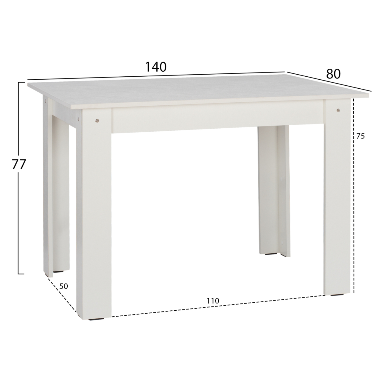 HM2429.03 kitchen table KELVIN, white, melamine, 140x80x77 [2]