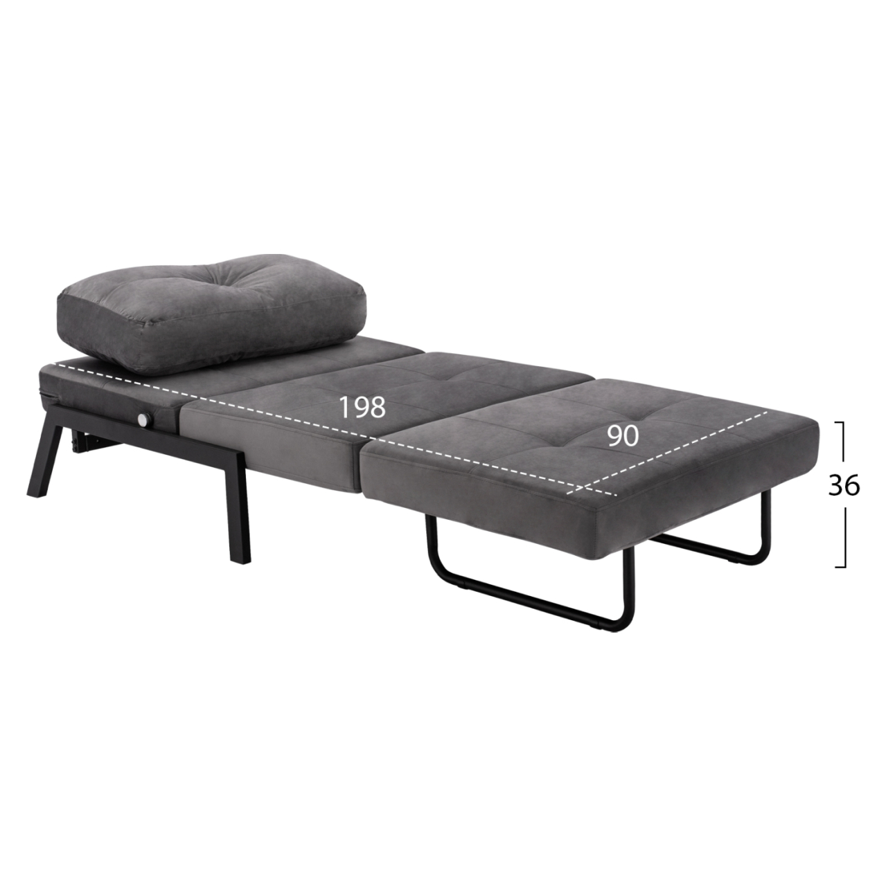 HM3078.11 Armchair Bed, velvet grey, 95x92x66cm [3]