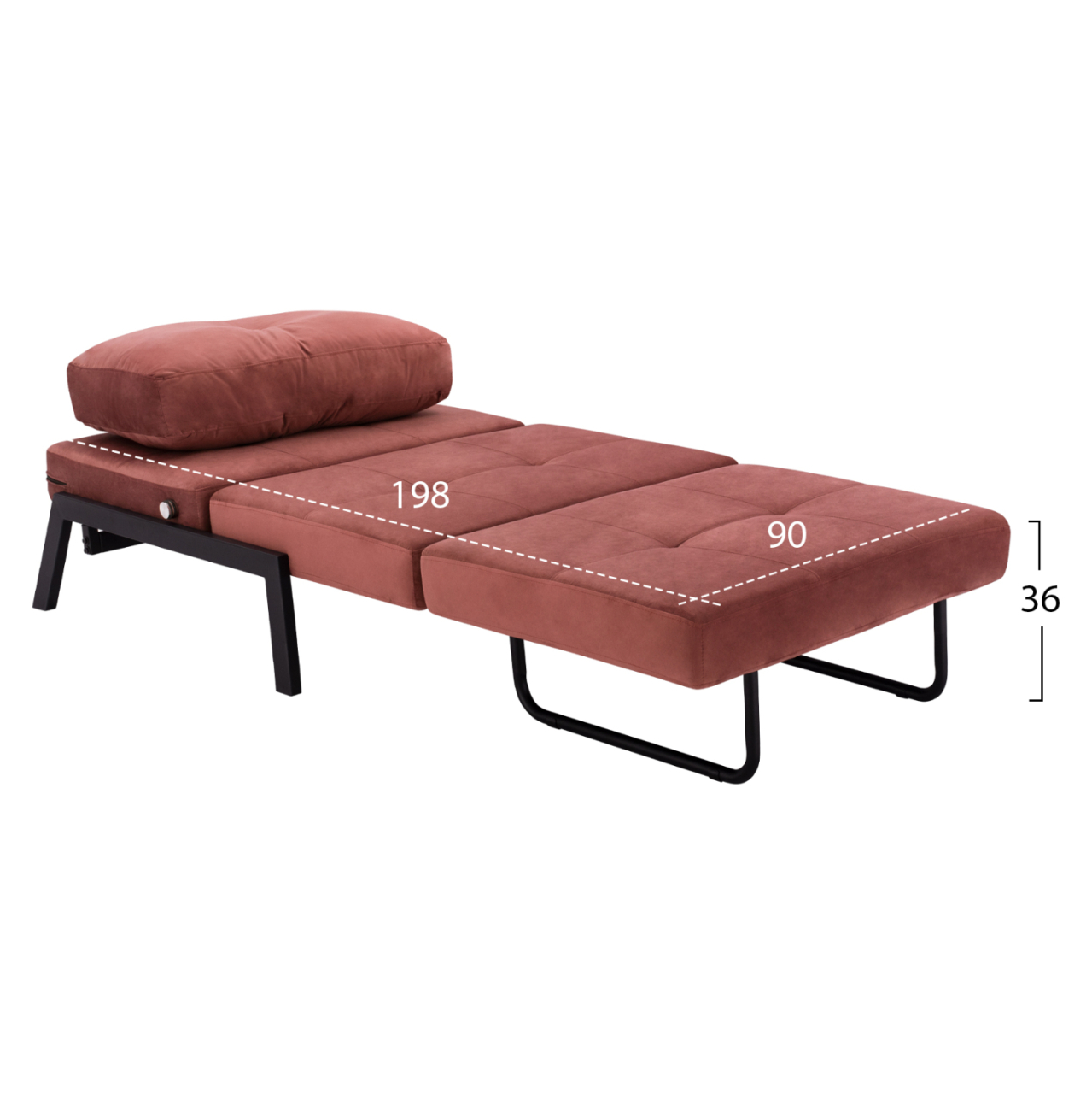 HM3078.12 ARMCHAIR/BED CONSTANCE, DUSTY PINK VELVET 95x92x66Y cm. [3]