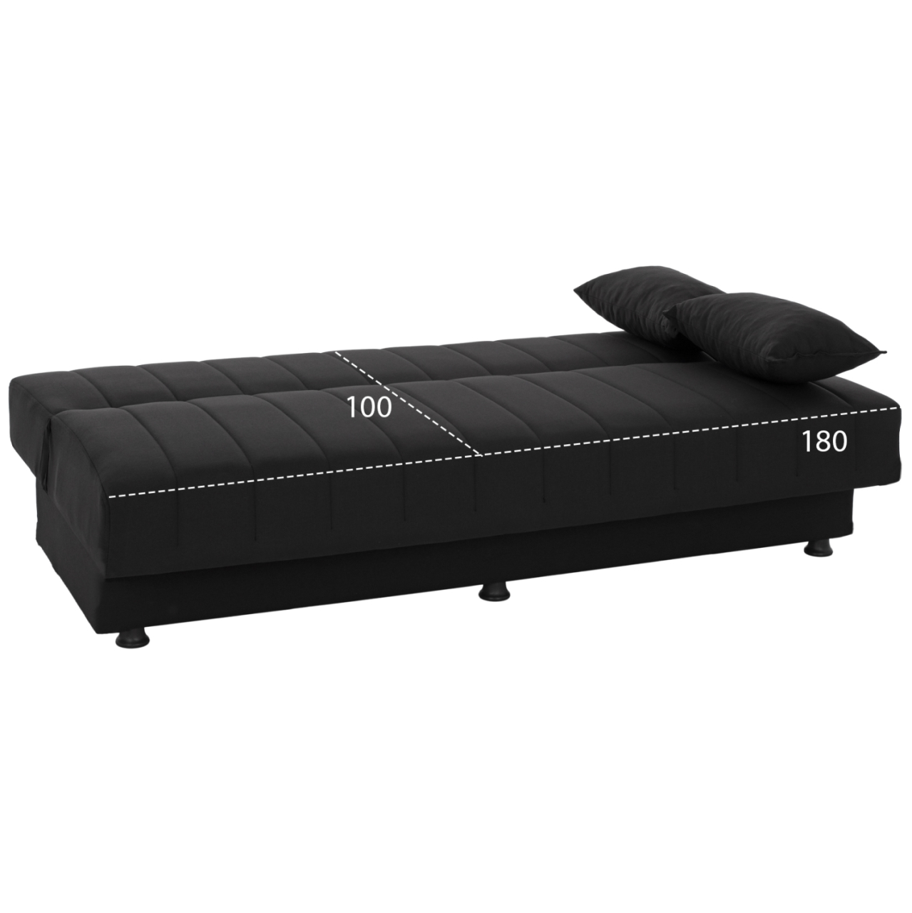 Hm3239.01 ANDRI three-seater sofa-bed, black fabric, short legs, without arms [3]