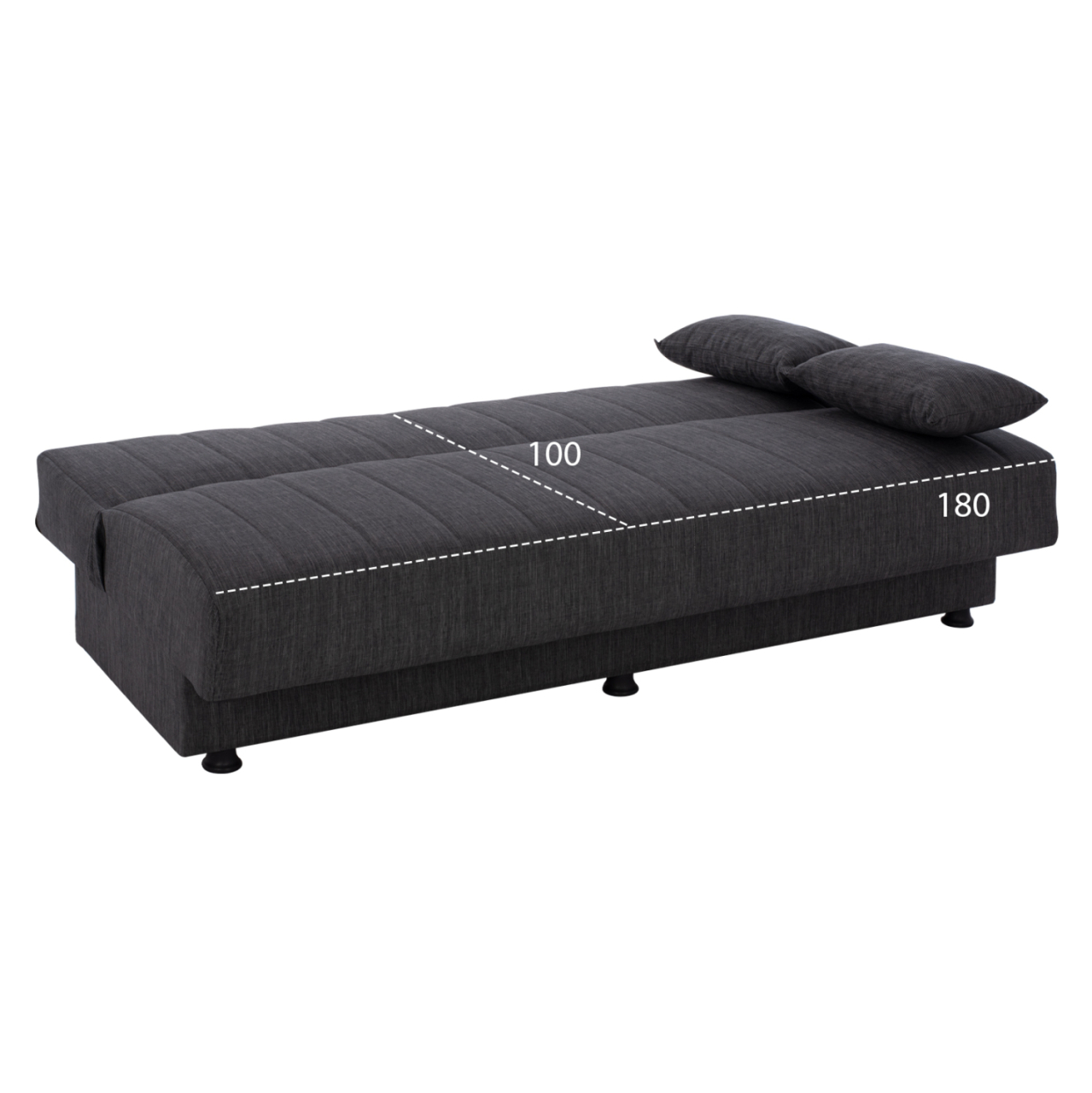 Hm3239.03 ANDRI three-seater sofa-bed, gray fabric, short legs, without arms [3]