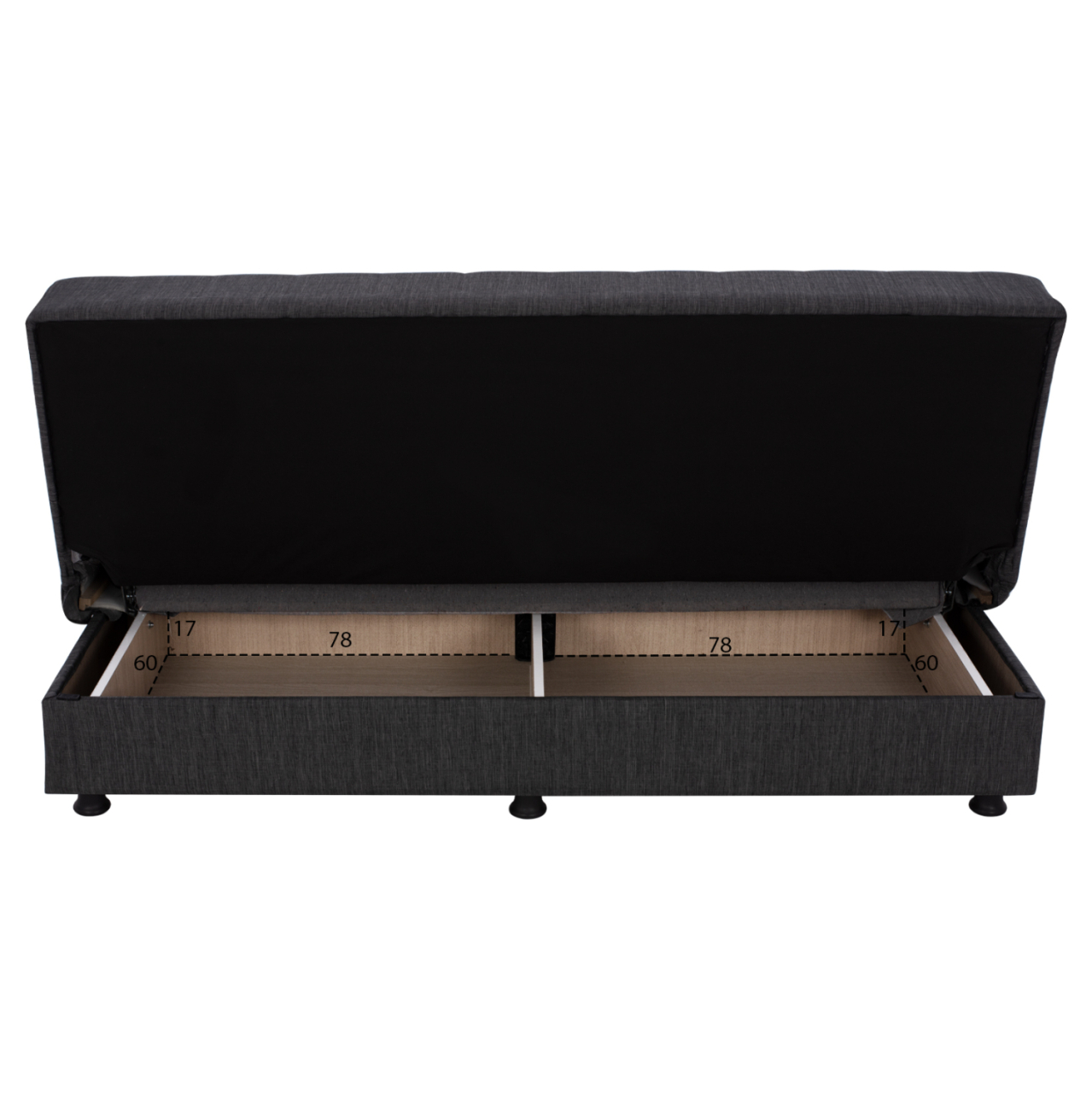 Hm3239.03 ANDRI three-seater sofa-bed, gray fabric, short legs, without arms [5]