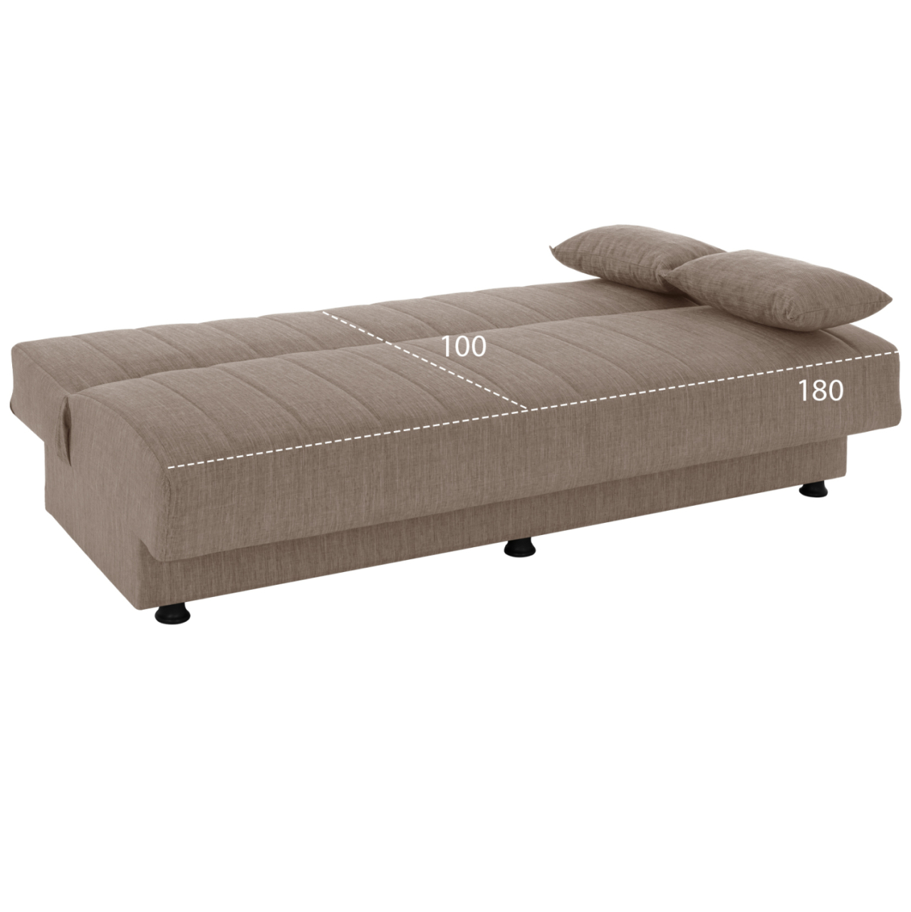 Hm3239.04 ANDRI three-seater sofa-bed, beige fabric, short legs, without arms [3]