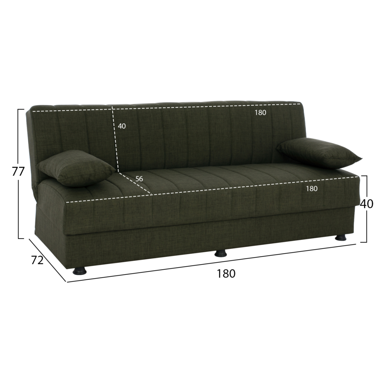 Hm3239.05 ANDRI three-seater sofa-bed, cypress green fabric [2]