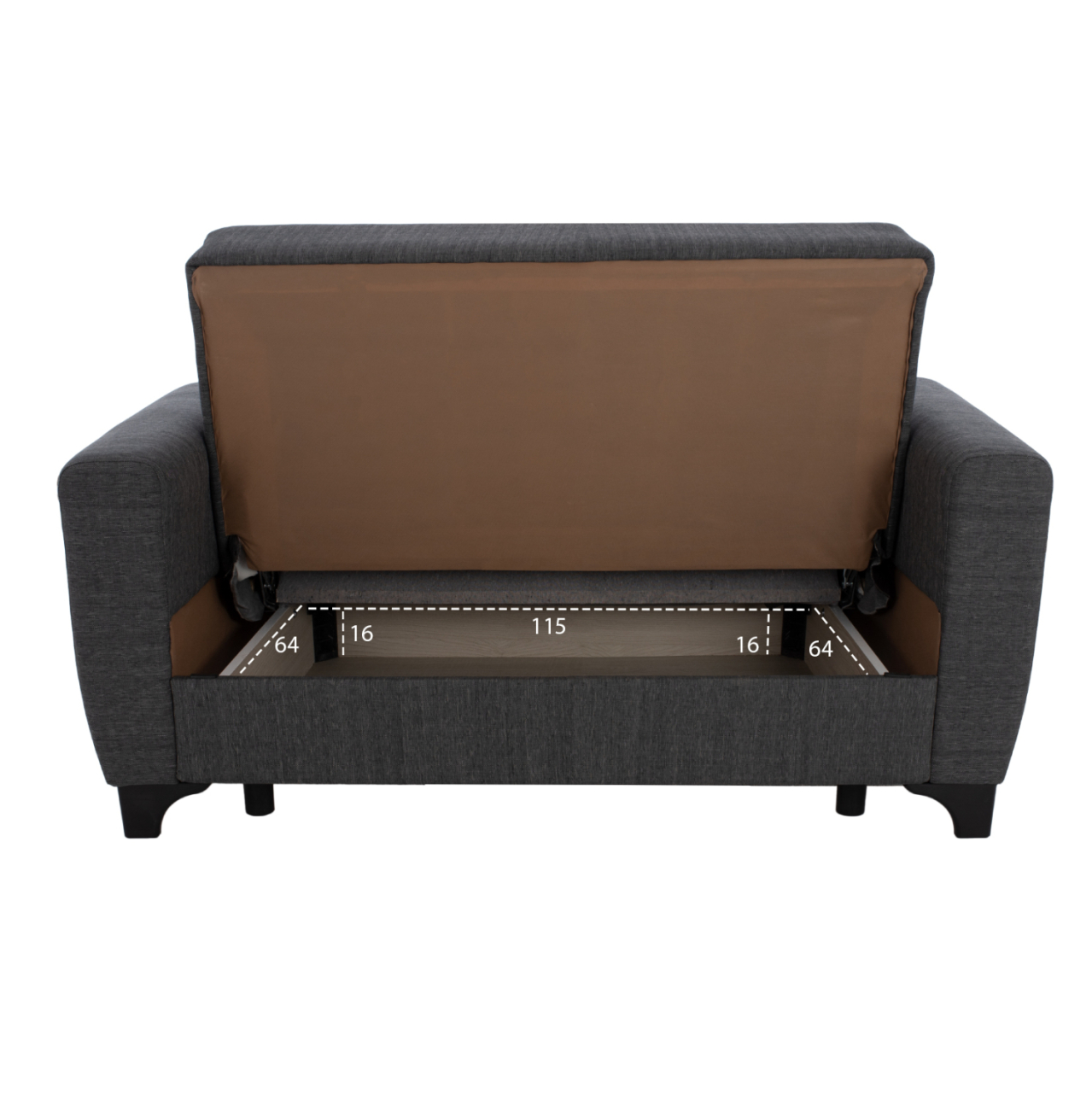 HM3243.03 2-SEATER SOFA-BED, TALL BACK, GREY, 160x84x88cm [5]
