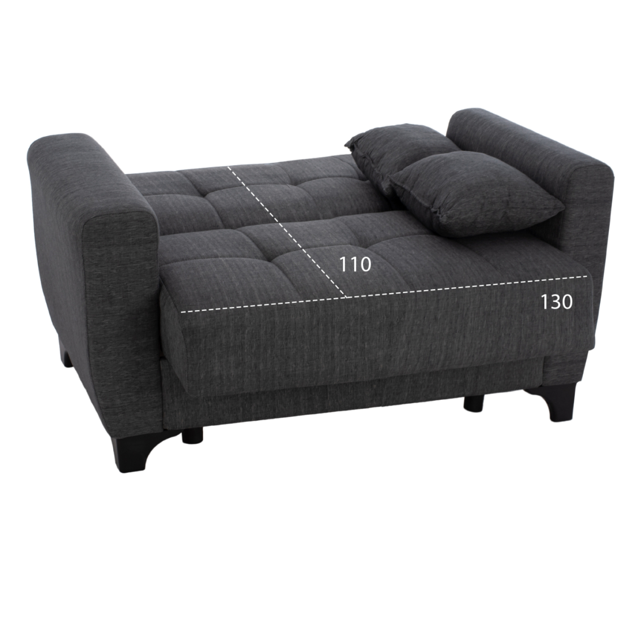 HM3243.03 2-SEATER SOFA-BED, TALL BACK, GREY, 160x84x88cm [3]