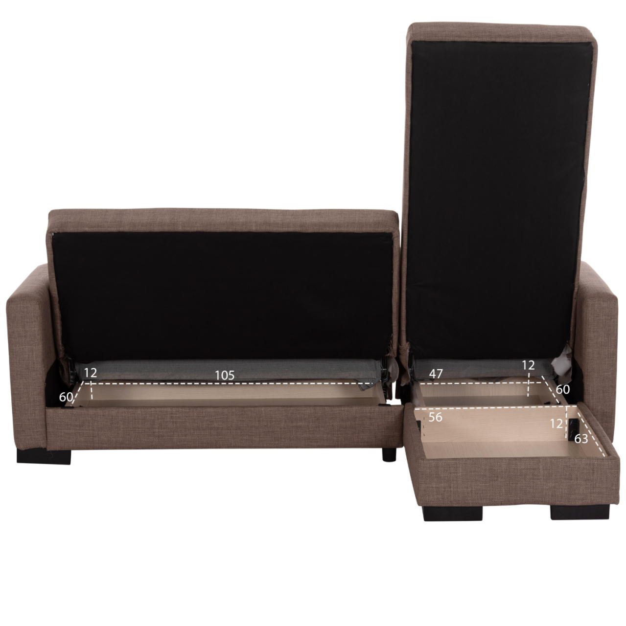 HM3244.02, corner sofa-bed, reversible, brown, 202x140x78H [4]