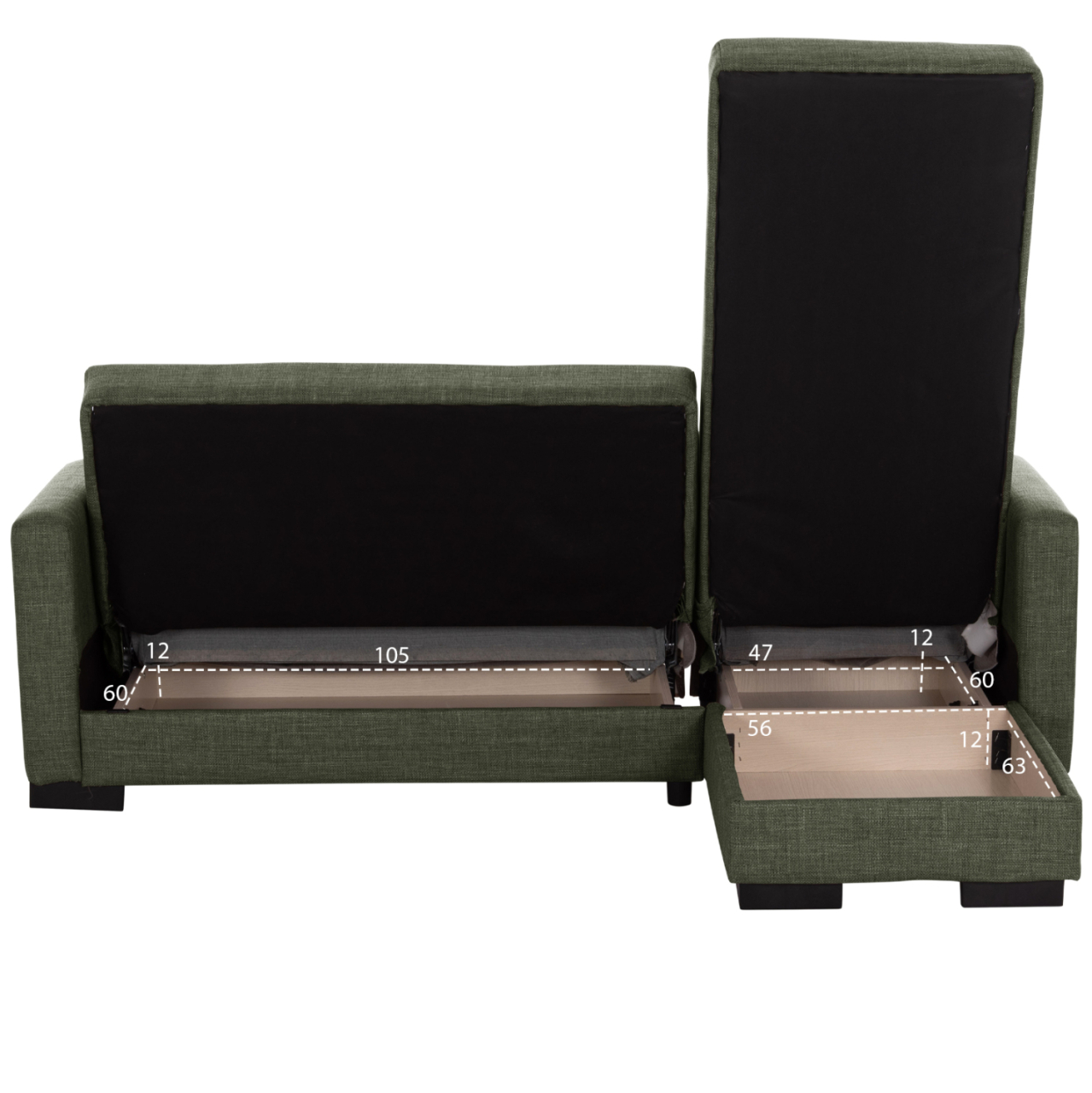 HM3244.05, corner sofa-bed, dark olive, reversible, 202x140x78cm [4]