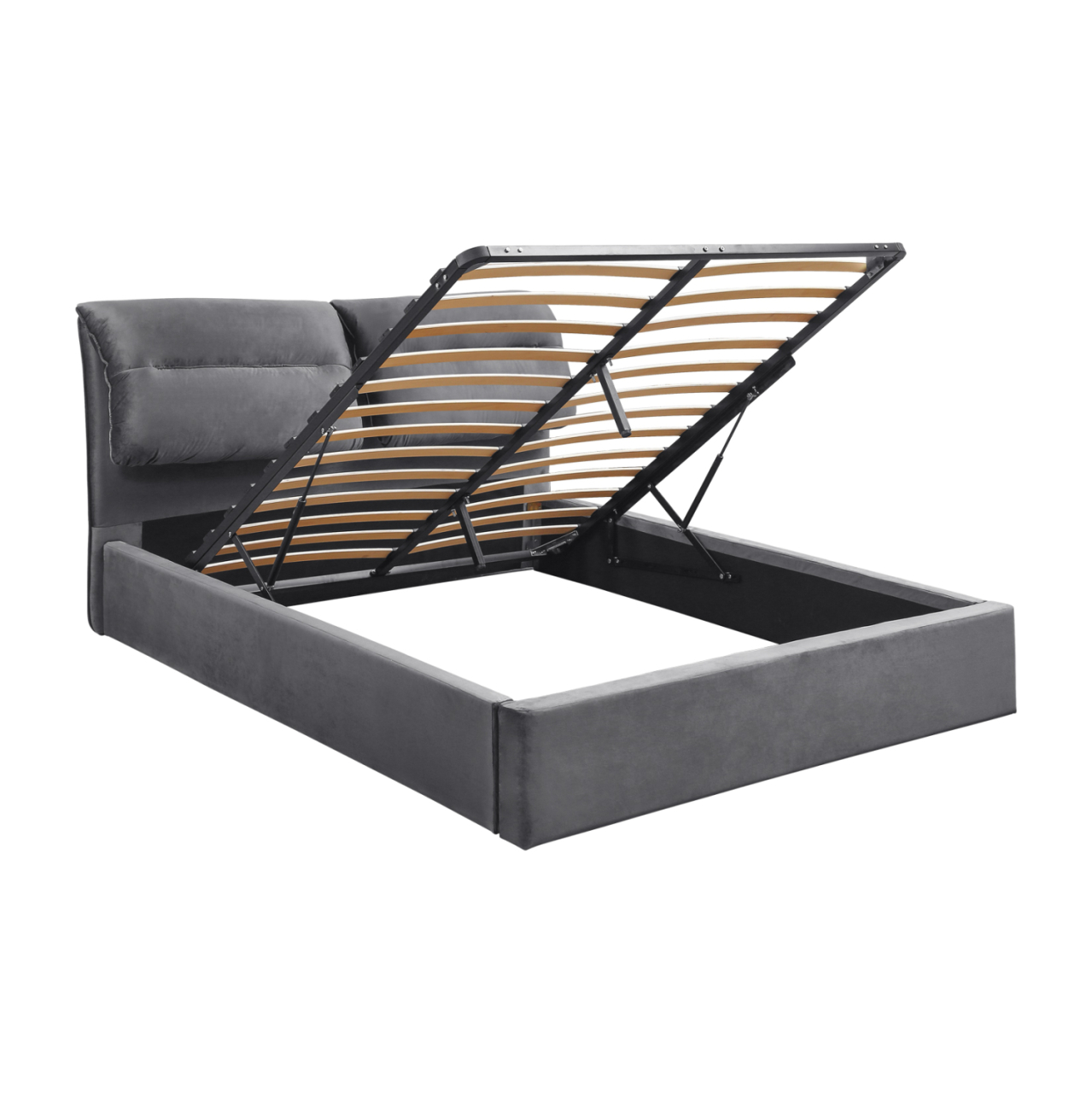 HM565.01 Bed, Kendra, Velvet Grey, Storage space 160x200cm [3]