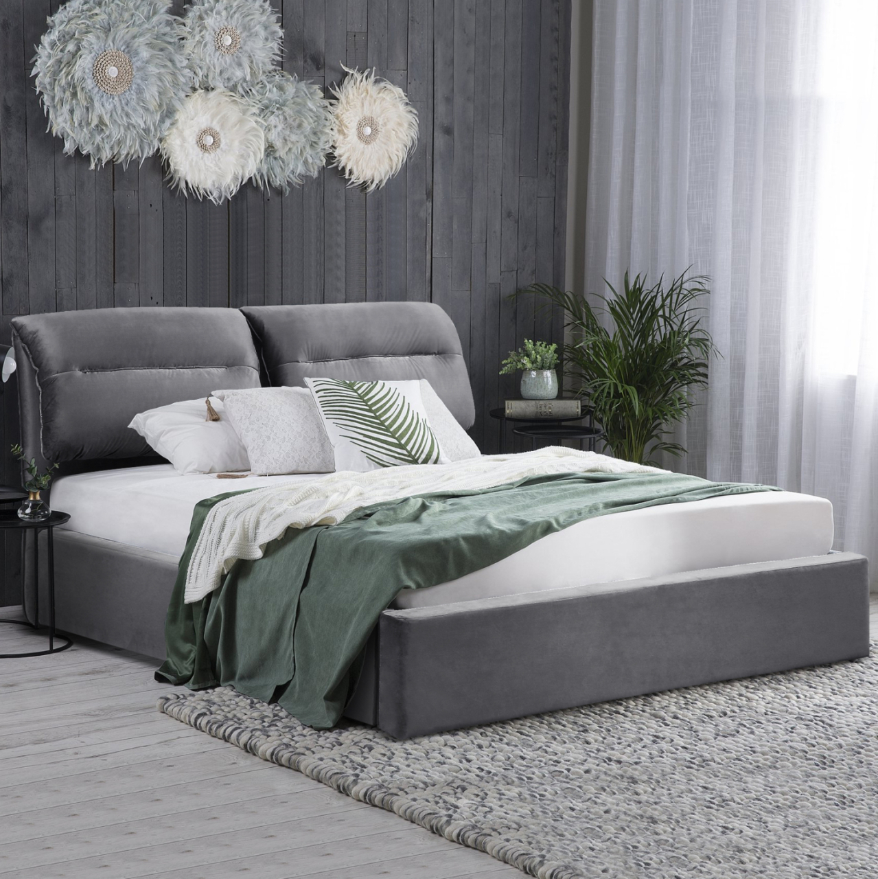 HM565.01 Bed, Kendra, Velvet Grey, Storage space 160x200cm [2]