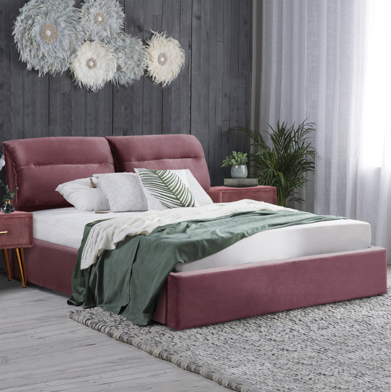 HM565.02 Kendra, Velvet DUSTY PINK, Storage Space 160x200cm [2]