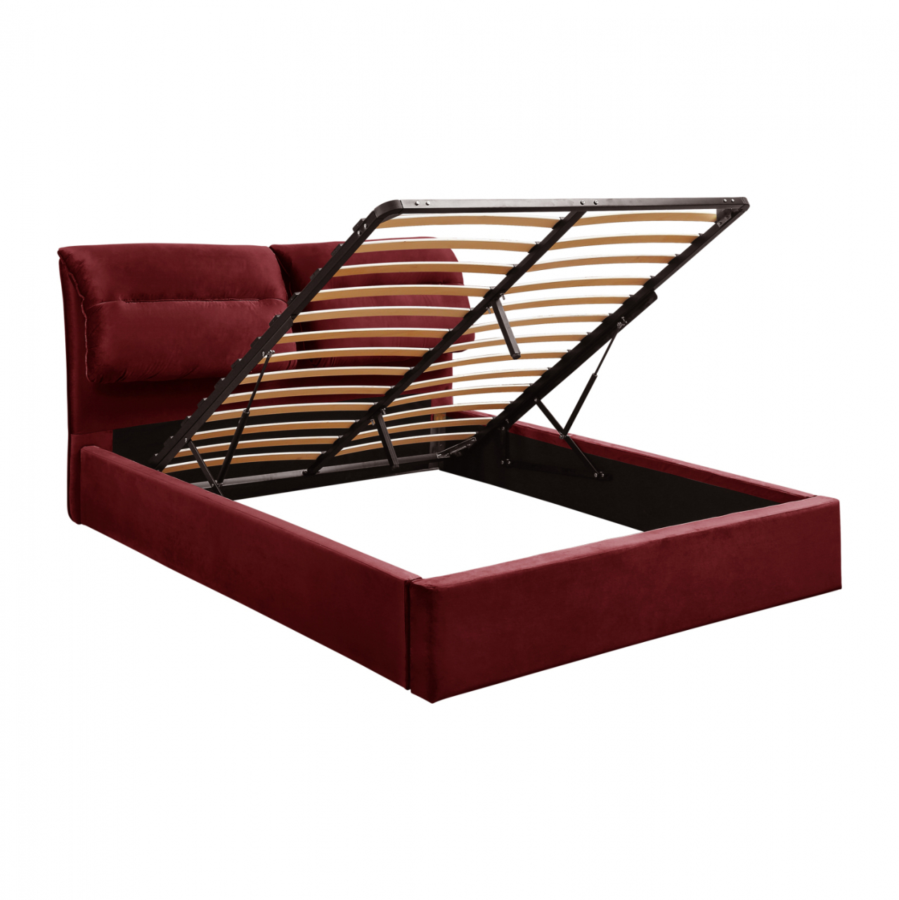 HM565.06 Bed KENDRA, Velvet Red Burgundy, Storage Space, 160x200 [3]