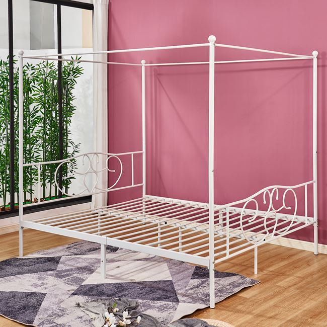 HM572.02 JACLYN, Metal bed with canopy, 90x190cm, white [2]