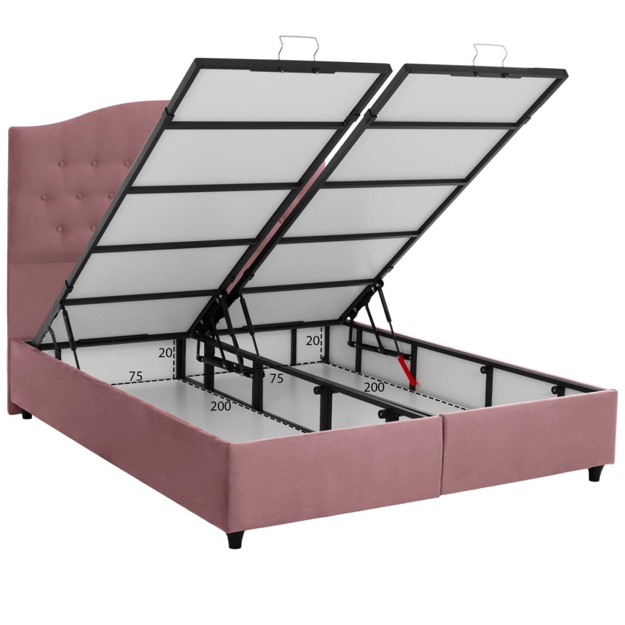 HM624.12 bed MALENA, storage space, dusty pink velvet, 160x200 [4]
