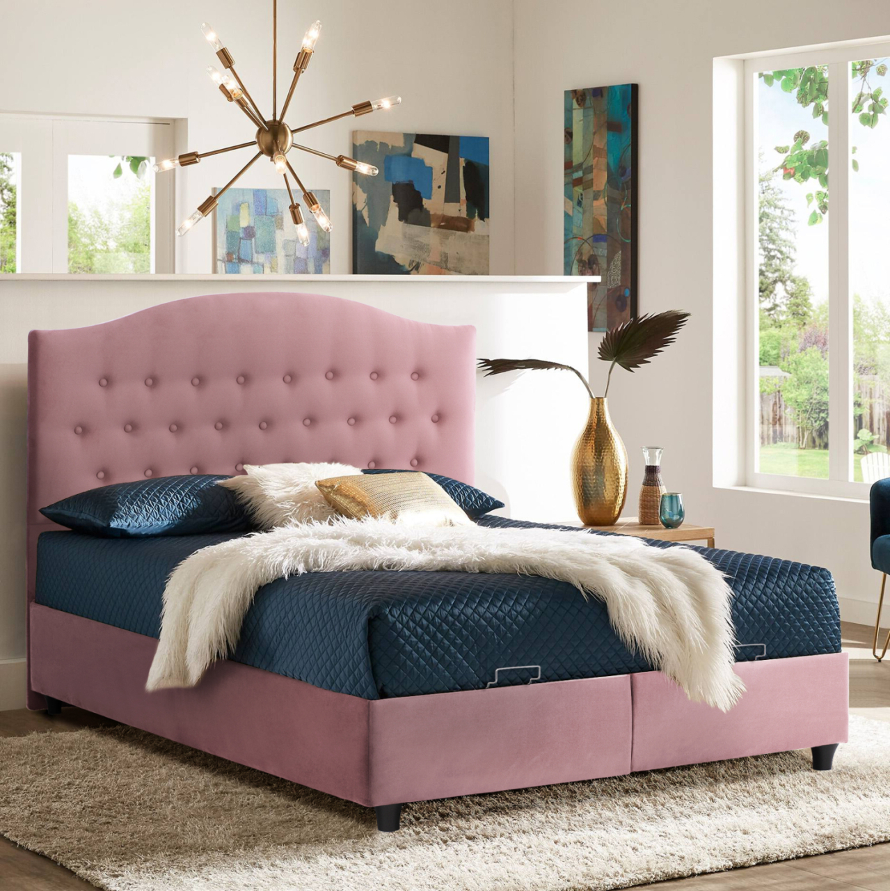 HM624.12 bed MALENA, storage space, dusty pink velvet, 160x200 [2]