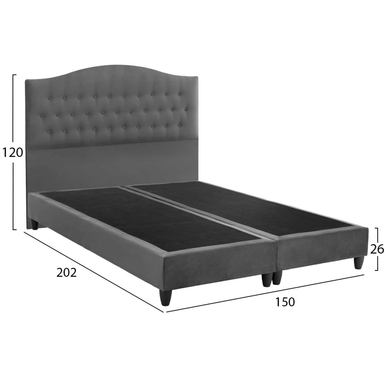 HM638.10 MALENA bed, grey velvet, 150x200 [3]