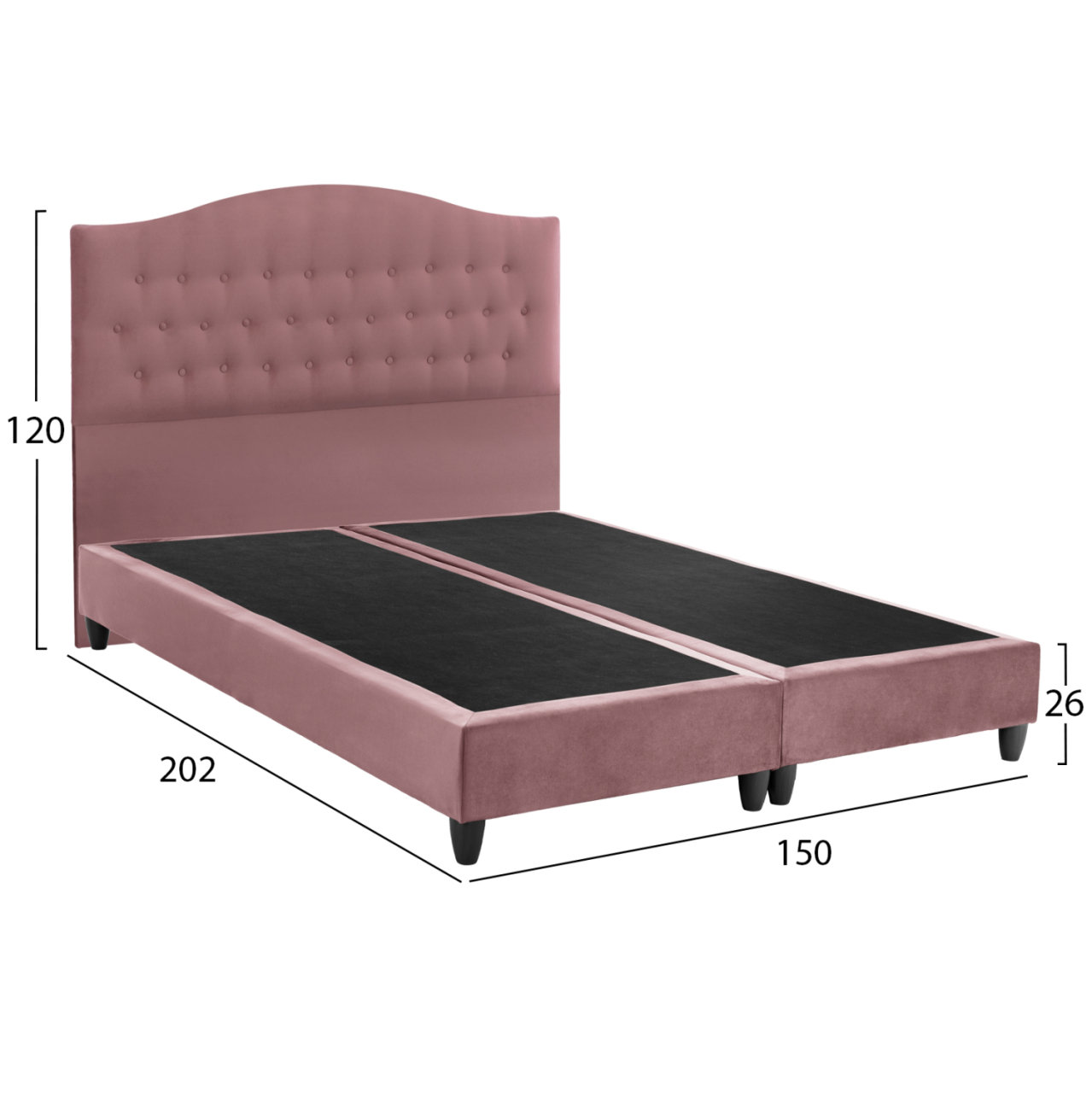 HM638.12 MALENA bed, dusty pink velvet, 150x200cm [3]